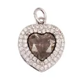 Silver-plated copper heart pendant with brown gemstone and sparkling zircon pave setting - Purple M847436-2