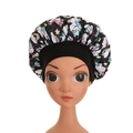 Kids satin bonnet with unicorn and rainbow print featuring a comfortable wide elastic band - One Size / Black Unicorn