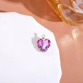 Purple-pink gradient crystal heart pendant with gold plating on a stone base - Purple + White