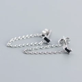 Pendientes de cadena de plata 925 con elegantes circonitas negras rectangulares - Plata Platino (Circonita Negra)