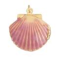 Pink and purple enamel seashell locket pendant with gold trim for summer beach jewelry - Lavender Shell Locket