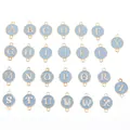 DIY jewelry kit with 26 light blue enamel alphabet charms and golden metal finish - Alphabet Set (DY147) / Set of 26 / Style 34 Double Loop Blue