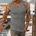 Débardeur en maille côtelée grise pour homme, coupe ajustée pour fitness et été - Gris clair
