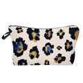 3D digital leopard print makeup bag with stylish gold and navy spots on beige canvas - 52163