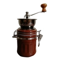Moulin à café manuel rétro avec corps en céramique marron et poignée en bois poli - Marron