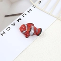 Miniature clownfish hair clip made of orange acetate with a sparkling rhinestone eye detail - Style 5-Orange Clownfish
