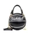 Unique basketball-shaped crossbody bag in black leather with gold chain strap - Basketball Black