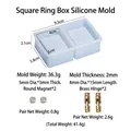 Detailed components of square ring box resin mold with hinges and magnets - Square Ring Box Mold + Magnets + Brass Hinges Set