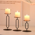 Modern black metal candle holder set of 3 for romantic dining table home decor - Set of 3 (S/M/L) / Black