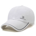 Breathable white quick-dry baseball cap with black trim and fashion logo print - Adjustable / White