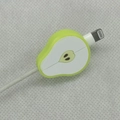 Pear shaped green and white silicone cable protector for lightning charging cables - Pear