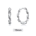 Silver 19mm S925 sterling silver twist hoop earrings with vintage twisted rope texture - 19mm / Silver