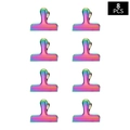 Set of 8 heavy-duty stainless steel bag clips in vibrant rainbow gradient finish - Small / AB Color