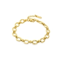 Poliertes 18K vergoldetes Edelstahl-Armband mit ovalen Kettengliedern für Damen - Einfache Ovale Gliederkette Stil (SB22043002)