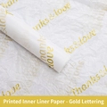 White semi-transparent floral lining paper with gold 'thanks & love' print and crinkle texture - Printed Inner Lining Paper - Gold Letters (38 Sheets/Pack) / 50*40cm