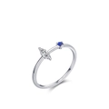 S925 Sterling Silber offener Ring mit Marquise-Zirkonia und blauem Edelstein - US Größe 5 / Silber