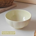 Cheese yellow 4.5 inch ceramic rice bowl with vertical relief texture and petal design - Single Piece / Cheese Yellow