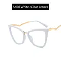 Montura de gafas cat eye blanco sólido con patillas doradas y lentes claras - Lentes Transparentes / Blanco Sólido