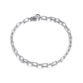 Silver hammered texture chain bracelet in stainless steel with secure lobster clasp - Steel Color Bracelet 200mm*4mm (KB144257-Z)