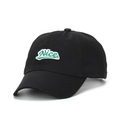Classic black cotton baseball cap featuring green Nice embroidery with white outlines - Black
