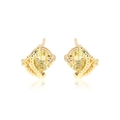Chic 18k gold star earrings with yellow round gemstones and decorative gold beads - E2542 Star & Moon / Gold