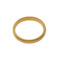 Elastic gold Tubogas textured metal bracelet with a sleek industrial ribbed fashion design - 10mm / Gold