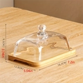 Rectangular acacia wood butter dish with glass dome lid and exact dimensions - Original Wood Set