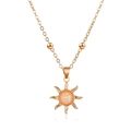Minimalistische vergoldete Sonnenkette mit orangefarbenem Opalstein und feiner Perlenkette - Gold (KC Gold)