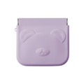 Purple silicone mini storage bag with 3D bear face design for small electronics - Purple