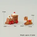 Miniature Christmas resin figurine set featuring a vintage brown train and a tiny deer - Christmas Train and Reindeer Set (2 Pcs)