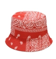 Red bucket hat with white paisley pattern print in classic street style streetwear - M / Red