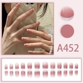 Rosa Ombre French Press-on Nägel Set mit elegantem Glanz-Finish in verschiedenen Größen - Kleber-Typ / Rosa Weiß Verlauf Französisch (A452)