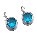 Blaue runde Edelsteinohrringe mit silbernen Metallfassungen auf weißem Hintergrund - 10er Pack / Silber Basis Blau