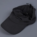 Detail of adjustable drawstring closure and quick-dry fabric on black sun hat - M (56-58cm) / Black