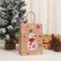 Brown Christmas kraft paper gift bag with snowman and snowflake patterns - Kraft Paper / 025-3 Christmas Snowman (21x15x8)