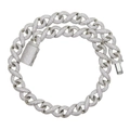 Detailed macro shot of a silver iced-out cuban link necklace with a secure box clasp - 46cm / Silver