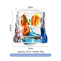 Hand-painted 270ml spinning whisky glass with colorful wave patterns and 8.5cm height - Multicolor Tree Pattern