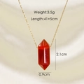 Detailed size specifications for hexagonal red crystal stone pendant on golden chain - Red Agate