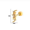 Macro detail of gold butterfly cartilage stud earring measuring 1.0cm by 0.4cm - 5# Gold