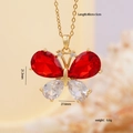 Collana a farfalla dorata con zirconi rossi e trasparenti, lunghezza catena 40+5cm - Farfalla Rossa e Bianca