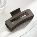 Minimalist square hollow hair claw clip in matte dark brown finish for women - 10.5cm Dark Coffee