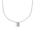 Collier avec pendentif lettre B évidée en argent, acier inoxydable poli pour femme - Lettre B / Acier