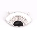 Silver evil eye charm pendant with black center and sparkling rectangular zircons - Silver Baguette CZ M913637-White Go