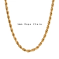 5mm 18K vergoldete Edelstahl Seilkette Halskette für Damen Modeschmuck - 5mm Seilkette Halskette 16+5cm / Gold