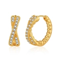 Orecchini a cerchio intrecciati placcati oro 18K con pietre di zircone bianco lucido - Oro 18K / Oro