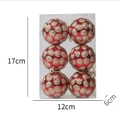 Pack of 6 red hand-painted Christmas balls with gold glitter dots in a transparent gift box - N-Gold Polka Dots