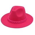 Cappello fedora rosa fucsia a tesa larga con catena decorativa in acrilico coordinata - M (56-58cm) / Rosa Rosso