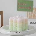 Pink and green gradient rose cube scented candle with a white ceramic base tray - Rose Cube (Peach Summer)