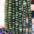 Strands of 5x8mm abacus-shaped dark green natural stones with a smooth semi-translucent finish - 5*8mm (approx. 73 pcs/strand) / Dark Green Southern Jade
