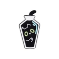 Épingle émaillée forme bouteille cercueil chat noir avec des yeux verts mignons - Style de Flacon de Cercueil (QHXZ2017)